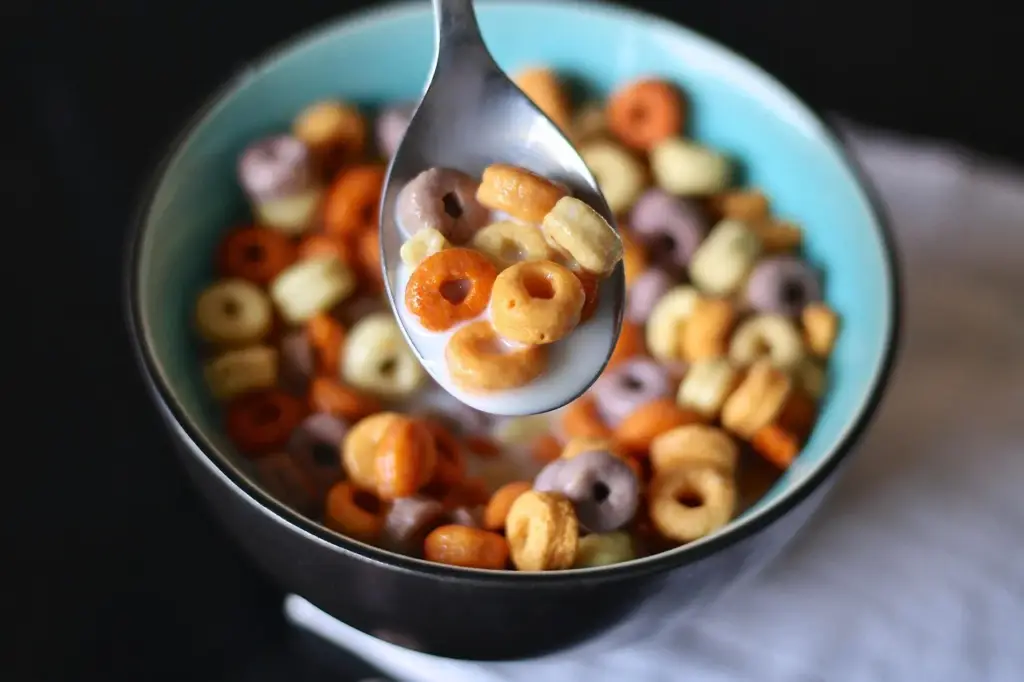 Close-up of steel-cut oats in a ceramic bowl with a wooden spoon